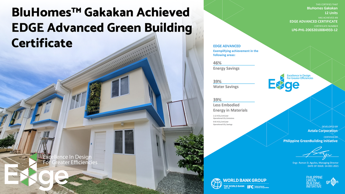 BluHomes™ Gakakan is awarded with an EDGE Advance Green Building Certificate